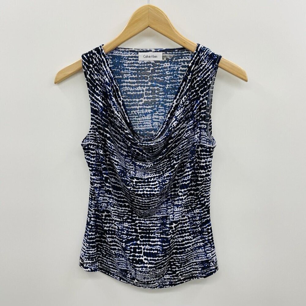Calvin Klein Womens Size Small Printed Sleeveless Scoop Neck Blouse‎ Shell 406